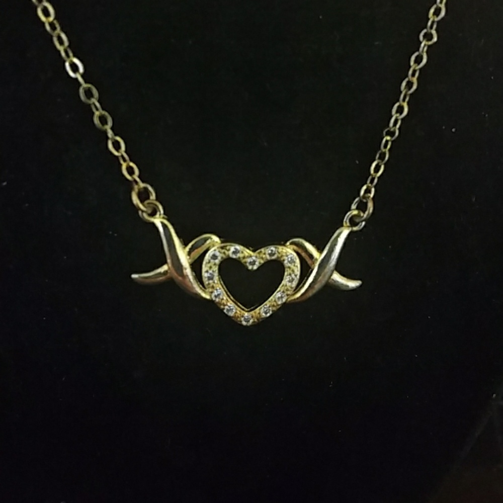 X's and Heart with Rhinestones Necklace